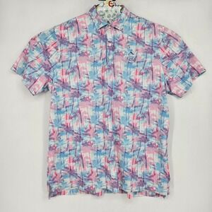 Johnnie O Polo Shirt Mens XL Three Jack National Short Sleeve Hawaiian Palm Tree